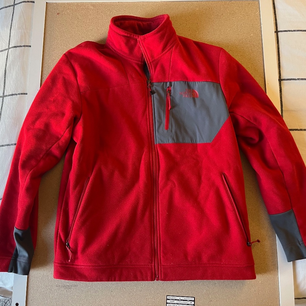 Red L Northface Fleece Lined Jacket